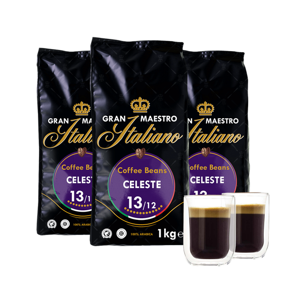 Coffret Grand Maestro Italiano Celeste en grain + 2 verres de luxe à double paroi